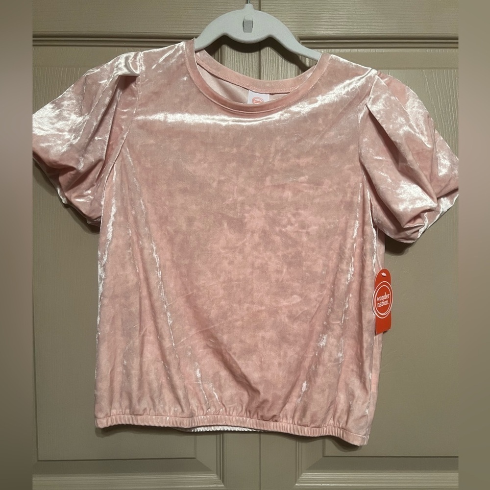 Wonder Nation Light Pink Velvet Short Sleeve Tee